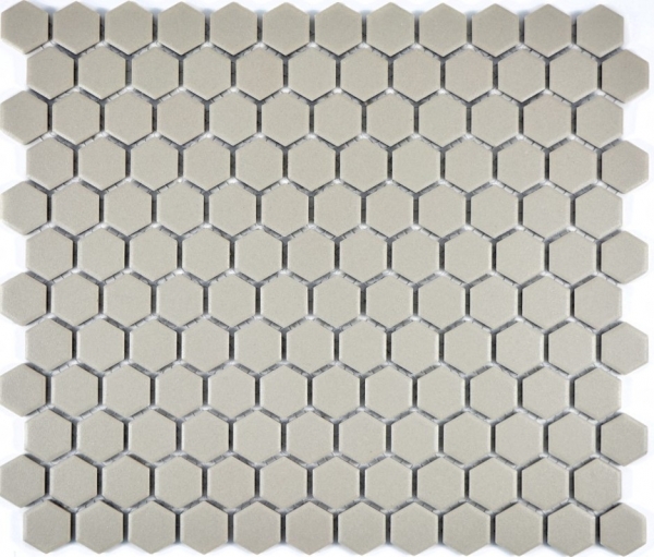 Mosaik Fliese Keramik hellgrau Hexagon uni hellgrau unglasiert WB11A-0202|1Matte 