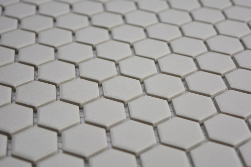Hexagonal hexagon mosaic tile ceramic mini light gray unglazed non-slip mosaic floor shower tray - MOS11A-0202-R10