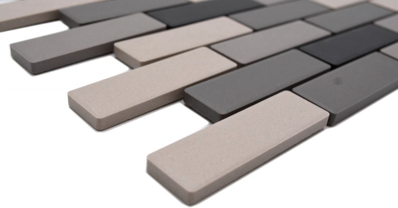 Mosaic tile ceramic light beige gray brick wall bond unglazed non-slip shower tray floor tile - MOS26-0206-R10