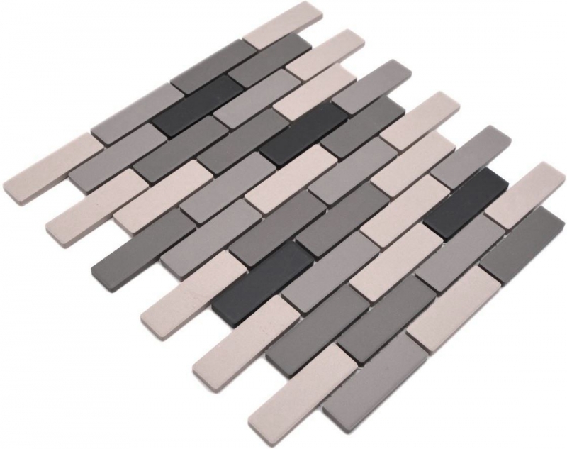 Mosaic tile ceramic light beige gray brick wall bond unglazed non-slip shower tray floor tile - MOS26-0206-R10