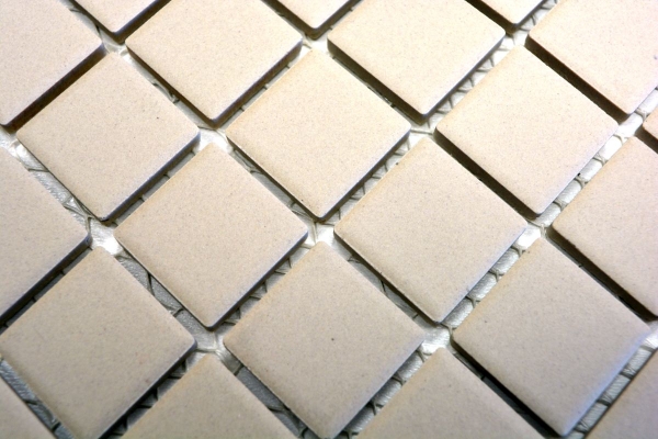 Mosaik Fliese Keramik hellbeige unglasiert rutschsicher Duschtasse Bodenfliese Badfliese Anti Slip - MOS18B-1211-R10
