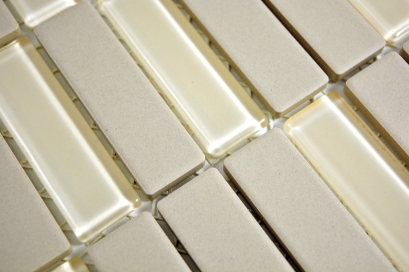 Mosaic tile ceramic rods light beige unglazed non-slip glass mix shower base floor tile bathroom - MOS24-1212-R10