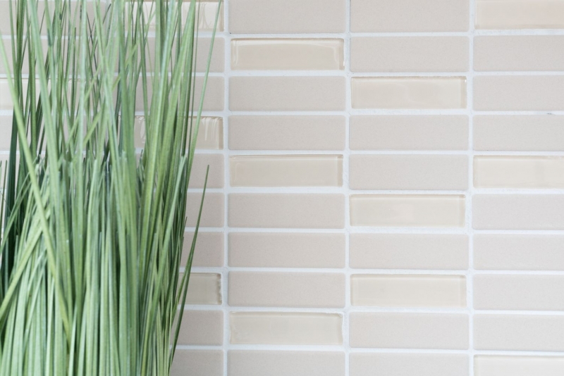 Mosaic tile ceramic rods light beige unglazed non-slip glass mix shower base floor tile bathroom - MOS24-1212-R10