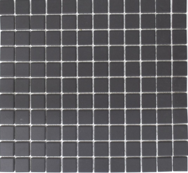 Piastrella di mosaico dipinta a mano in ceramica nero grafite non smaltata Piastrella per piatto doccia MOS18B-0311-R10_m