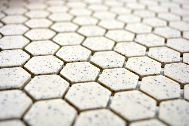 Mosaic tile ceramic cream white mini Hexagaon speckled unglazed non-slip tile backsplash wall - MOS11A-0103-R10