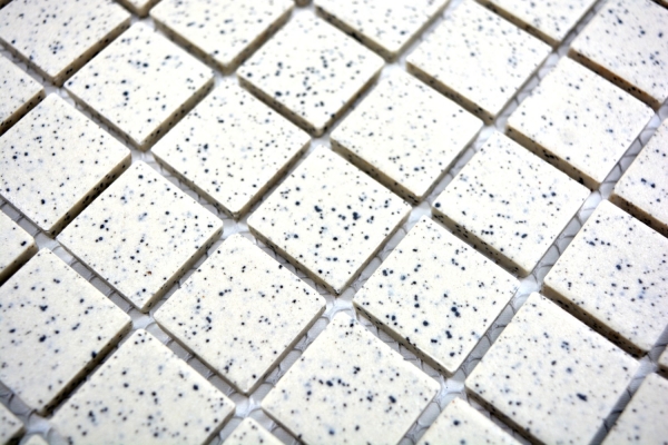 Hand-patterned mosaic tile ceramic cream white speckled unglazed shower tray floor tile MOS18-0103-R10_m