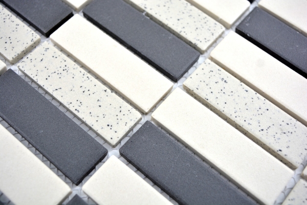 Piastrella di mosaico ceramica beige nero aste non smaltate piatto doccia antiscivolo piastrelle specchiate - MOS24-0113-R10