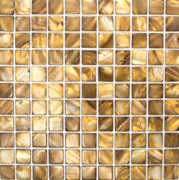 Piastrella a mosaico decorata a mano conchiglia beige-marrone piastrella da parete per bagno MOS150-SM2569_m