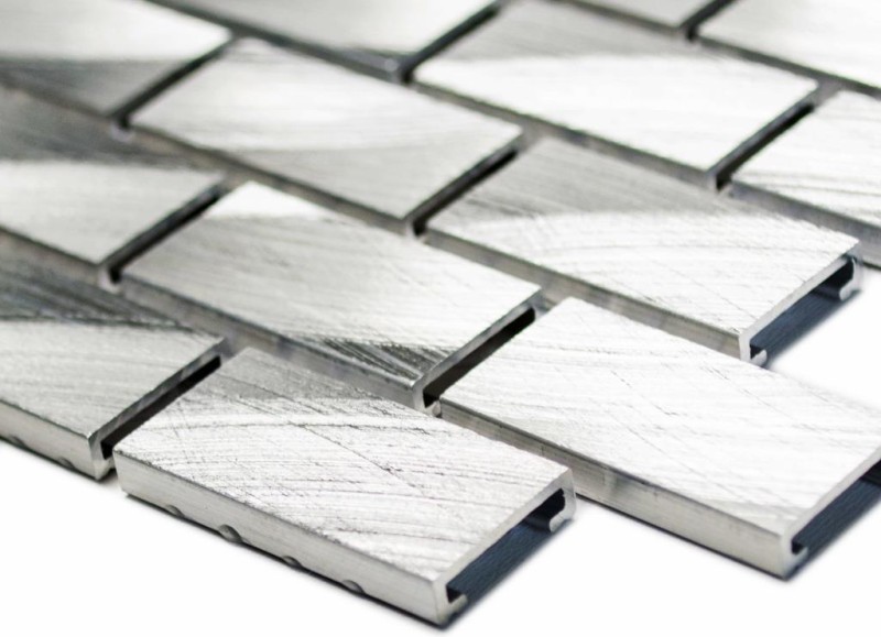 Piastrella a mosaico Alluminio argento Mattone piastrella backsplash parete cucina MOS48-0204