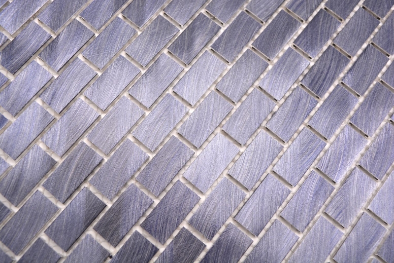 Mosaik Fliese Aluminium Brick schwarz Fliesenspiegel Küchenwand MOS48-0304