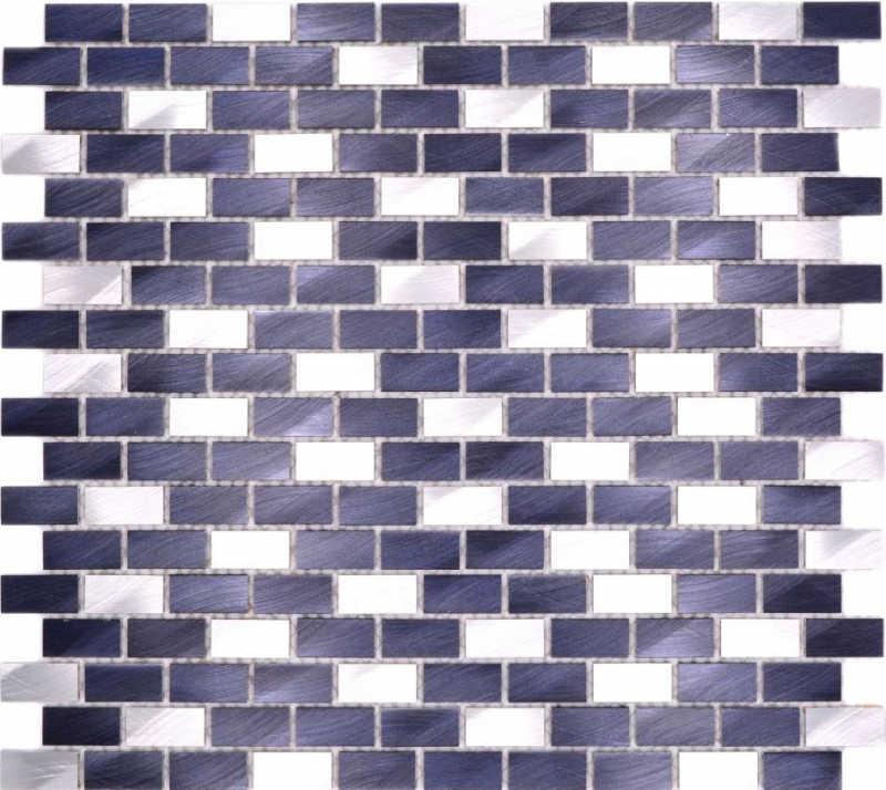 Mosaik Fliese Aluminium Brick schwarz Fliesenspiegel Küchenwand MOS48-0208