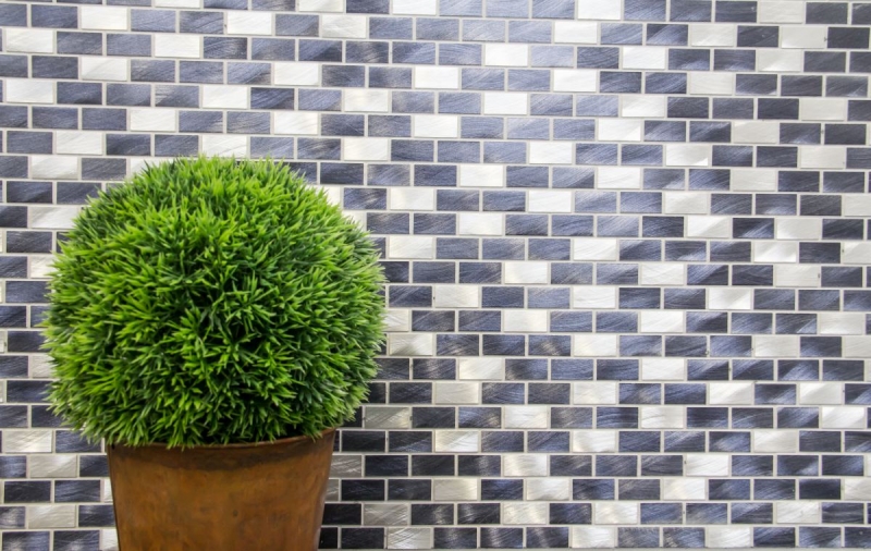Mosaic tile aluminum brick black tile backsplash kitchen wall MOS48-0208