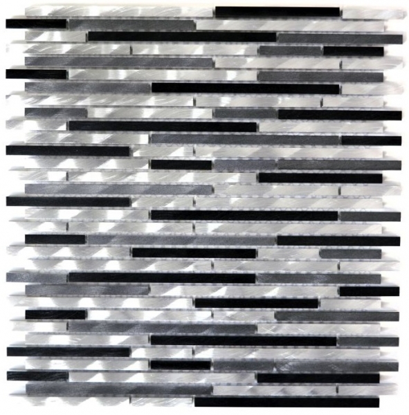 Mosaïque Carreau en bâtonnets daluminium composite gris noir Carrelage mural de cuisine MOS49-0306