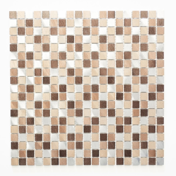Hand sample mosaic tile aluminum beige brown aluminum alu copper tile backsplash kitchen MOS49-A971_m