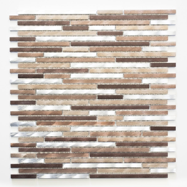 Mosaic tile aluminum beige brown composite copper tile backsplash kitchen wall MOS49-A981
