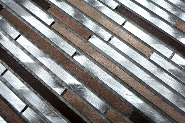 Mosaik Rückwand Aluminium beige braun Verbund Alu  kupfer Fliesenspiegel Küche MOS49-A981_f