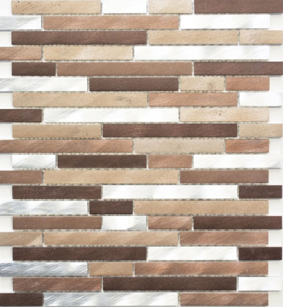 Hand sample mosaic tile aluminum beige brown composite aluminum alu copper tile backsplash kitchen MOS49-A991_m
