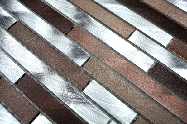 Échantillon manuel de mosaïque carreau aluminium beige marron composite alu cuivre carrelage cuisine MOS49-A991_m