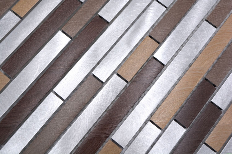 Mosaik Fliese Aluminium beige braun Verbund kupfer Fliesenspiegel Küchenwand MOS49-A991