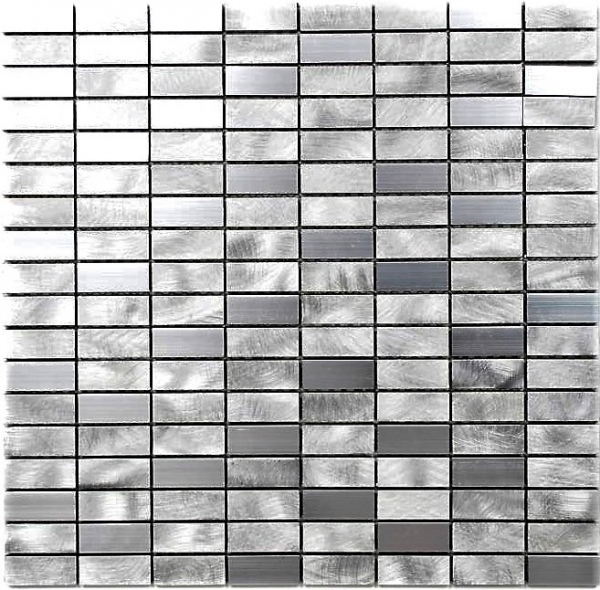 Motif main mosaïque carreau aluminium rectangle alu argenté brossé poli carrelage cuisine MOS49-C201F_m