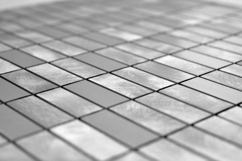 Mosaik Rückwand Aluminium Rechteck Alu silber gebürstet poliert Fliesenspiegel MOS49-C201F_f