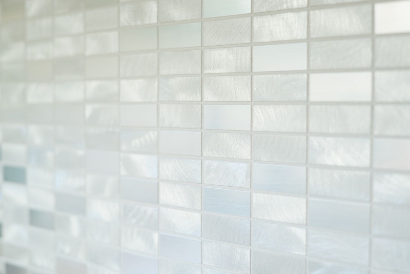 Mosaik Fliese Aluminium silber gebürstet poliert Fliesenspiegel Küche MOS49-C201F