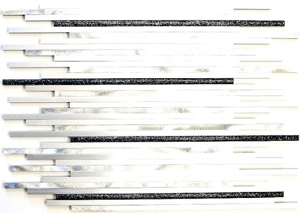 Handmuster Mosaik Fliese Aluminium Verbund Alu silber matt gebürstet poliert Glitter black MOS49-L402GB_m