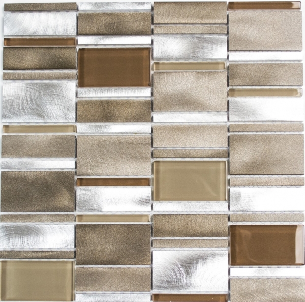 Hand sample mosaic tile aluminum translucent combination aluminum glass mosaic Crystal beige brown MOS49-1202_m