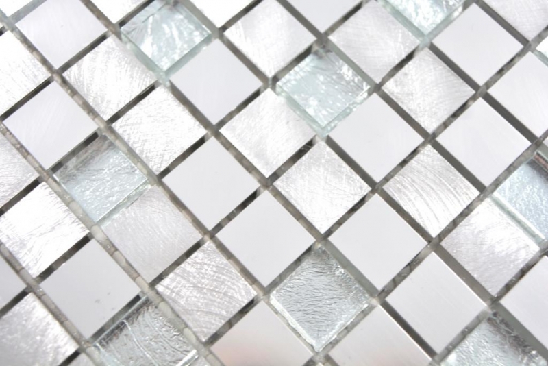 Mosaik Fliese Aluminium Glasmosaik silber Fliesenspiegel Küchenrückwand MOS49-A309F