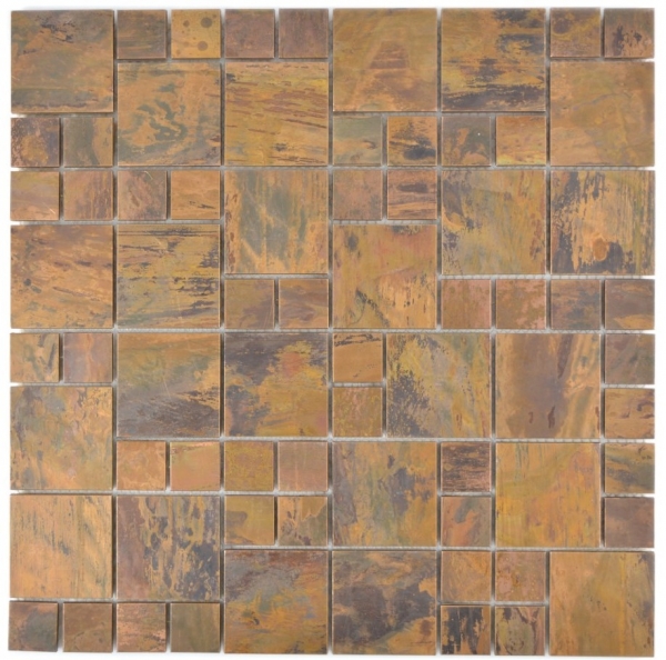 Hand-patterned mosaic tile copper copper combination brown kitchen MOS49-1502_m