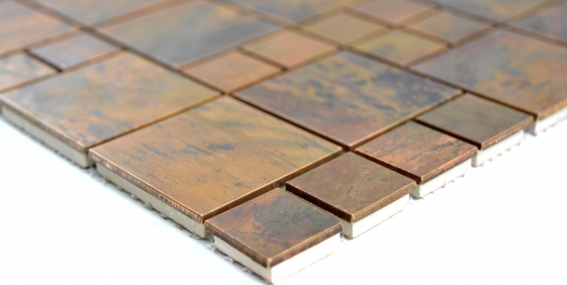 Kupfermosaik Fliese Kombination braun Küchenrückwand Fliesenspiegel MOS49-1502