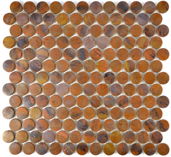 Mosaïque de cuivre Mosaïque de boutons marron Fond de cuisine Miroir de carrelage MOS49-1506