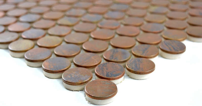 Handmuster Mosaik Fliese Kupfer kupfer Knopf braun Küche MOS49-1506_m