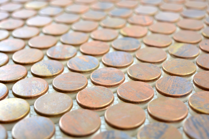 Hand-patterned mosaic tile copper copper button brown kitchen MOS49-1506_m