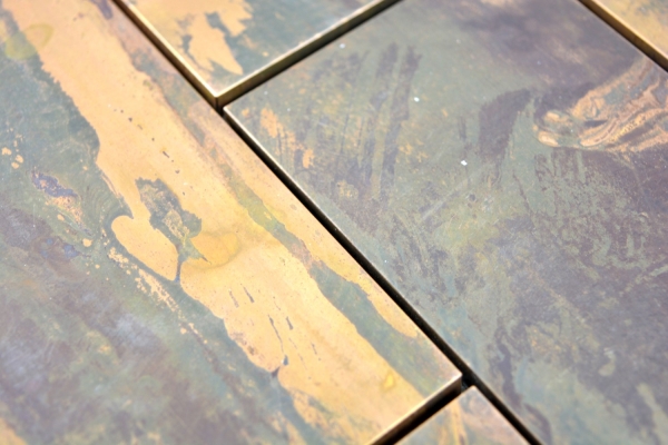 Kupfermosaik Fliese Subway braun Küchenrückwand Fliesenspiegel MOS49-1508
