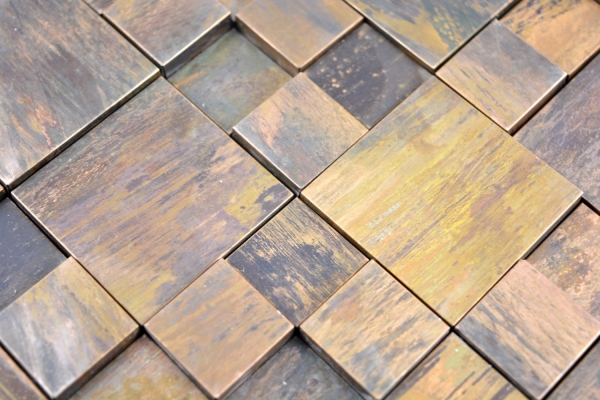 Hand-patterned mosaic tile copper copper combination 3D brown kitchen MOS49-1512_m