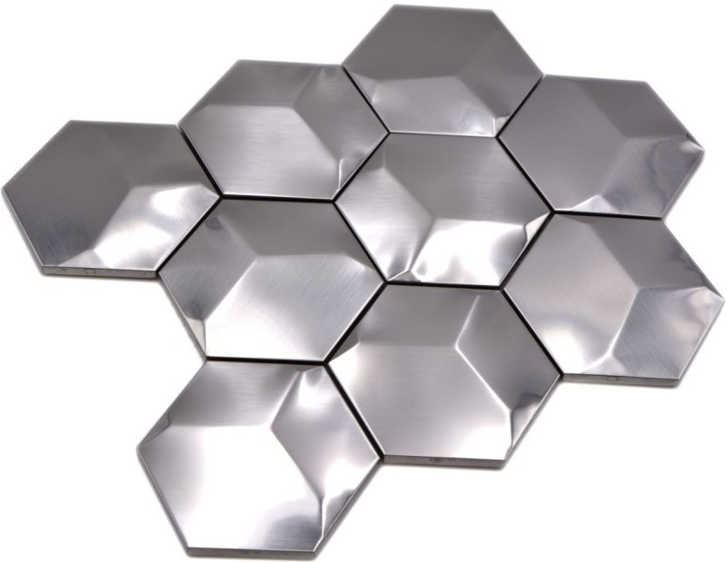Piastrella di mosaico in acciaio inox esagono dargento 3D spazzolato opaco piastrella backsplash parete della cucina