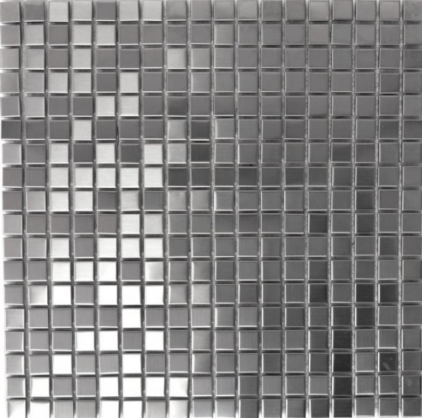 Handmuster Mosaik Fliese Edelstahl silber silber Stahl gebürstet Fliesenspiegel Küche MOS129-CE15D_m