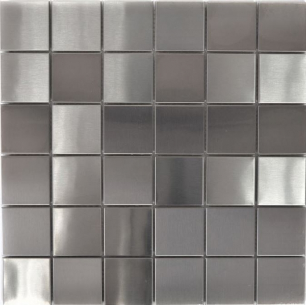 Handmuster Mosaik Fliese Edelstahl silber silber Stahl gebürstet Fliesenspiegel KücheMOS129-48D_m