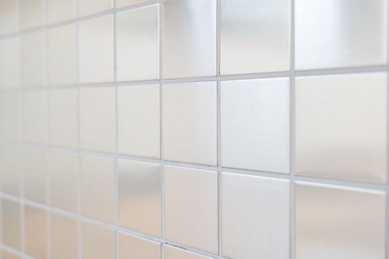 Edelstahl Mosaik Fliese silber gebürstet matt Fliesenspiegel Küchenwand MOS129-48D