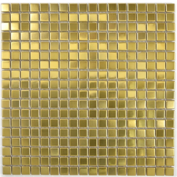 Piastrella di mosaico in acciaio inox oro spazzolato opaco backsplash parete cucina MOS129-0707