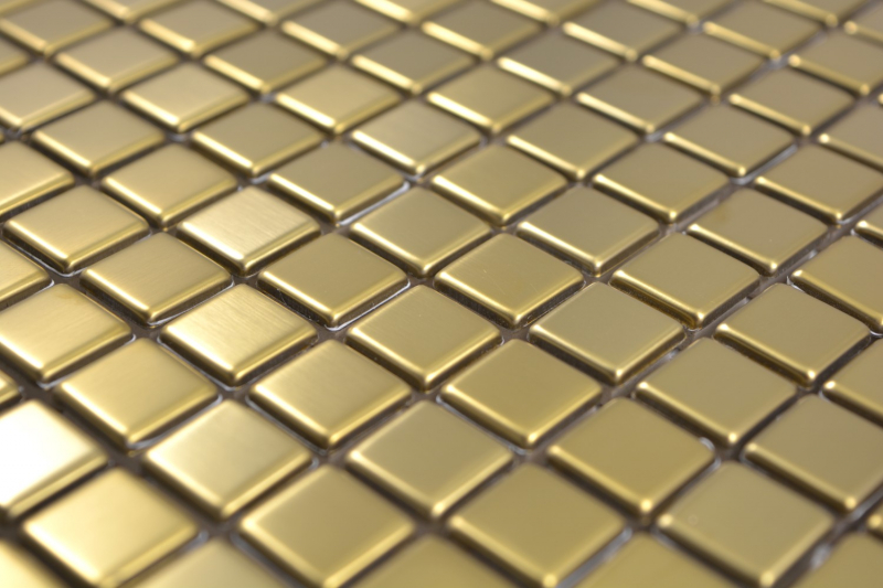 Mosaic splashback stainless steel gold gold steel brushed tiled splashback kitchen MOS129-0707_f