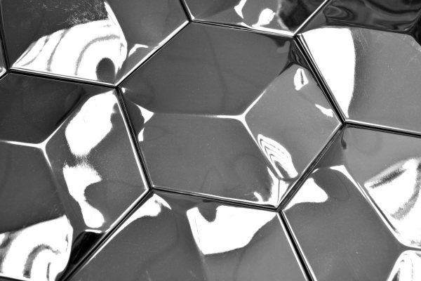 Edelstahl Mosaik Fliese silber Hexagon 3D glänzend Küchenwand MOS129-HXM10SG