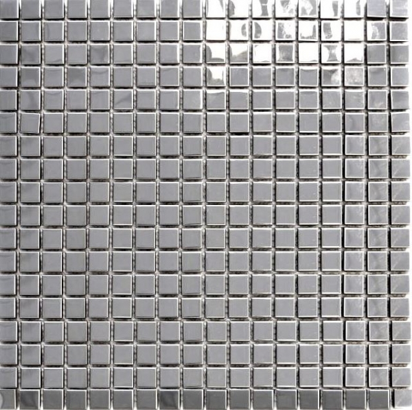 Handmuster Mosaik Fliese Edelstahl silber silber Stahl glänzend Fliesenspiegel Küche MOS129-15G_m