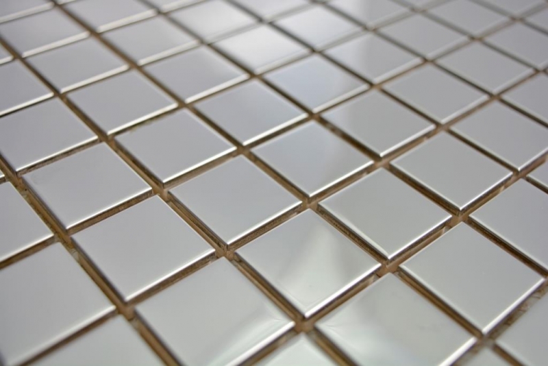 Piastrella di mosaico in acciaio inox argento lucido backsplash parete della cucina MOS129-23G