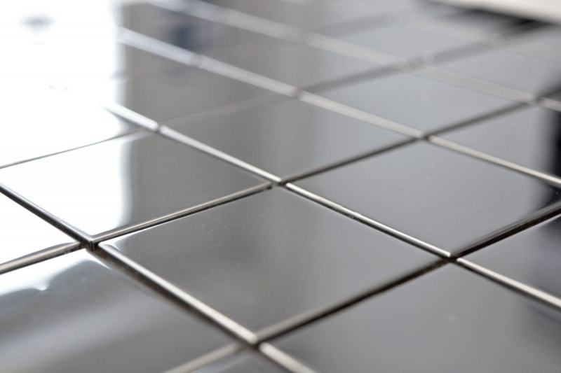 Edelstahl Mosaik Fliese silber glänzend Fliesenspiegel Küchenwand MOS129-0248