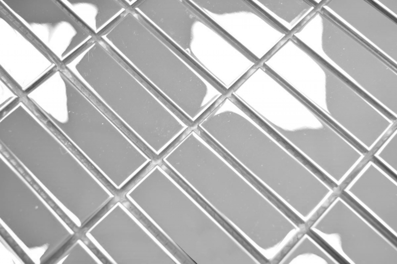 Handmuster Mosaik Fliese Edelstahl silber Rechteck silber Stahl glänzend MOS129-0215_m