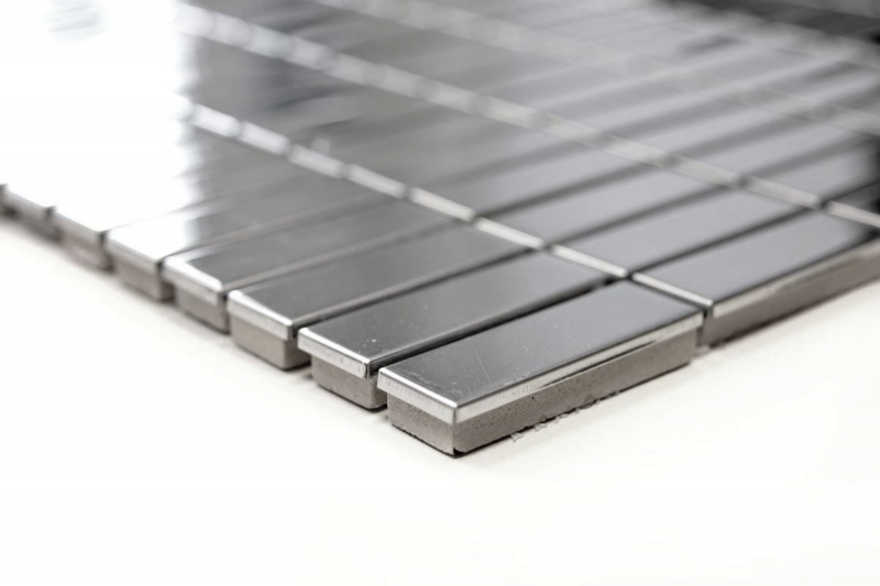 Hand sample mosaic tile stainless steel silver rectangle silver steel glossy MOS129-0215_m