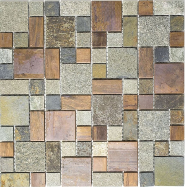Mosaic splashback copper gray rust copper combination tile backsplash kitchen stone MOS47-595_f