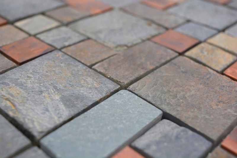 Copper mosaic tile gray rust combination kitchen splashback tile stone MOS47-595